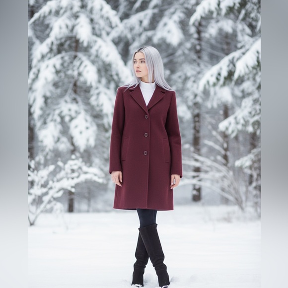 Vince Camuto Jackets & Blazers - Vince Camuto Wool-Blend Coat | Deep Burgundy | Size L - NWT